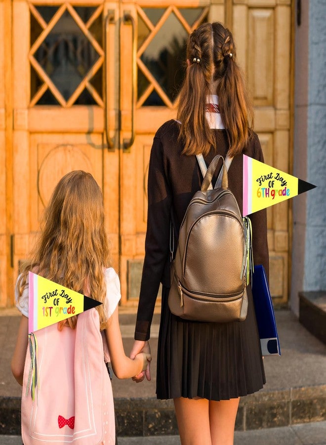 Gilprop 10 Pcs First Day of School Flag DIY 2025 Back to School Pennant First Day of Preschool Sign with Ribbons Make Your Own Photo Prop for School Classroom Decoration, Yellow - Image 5